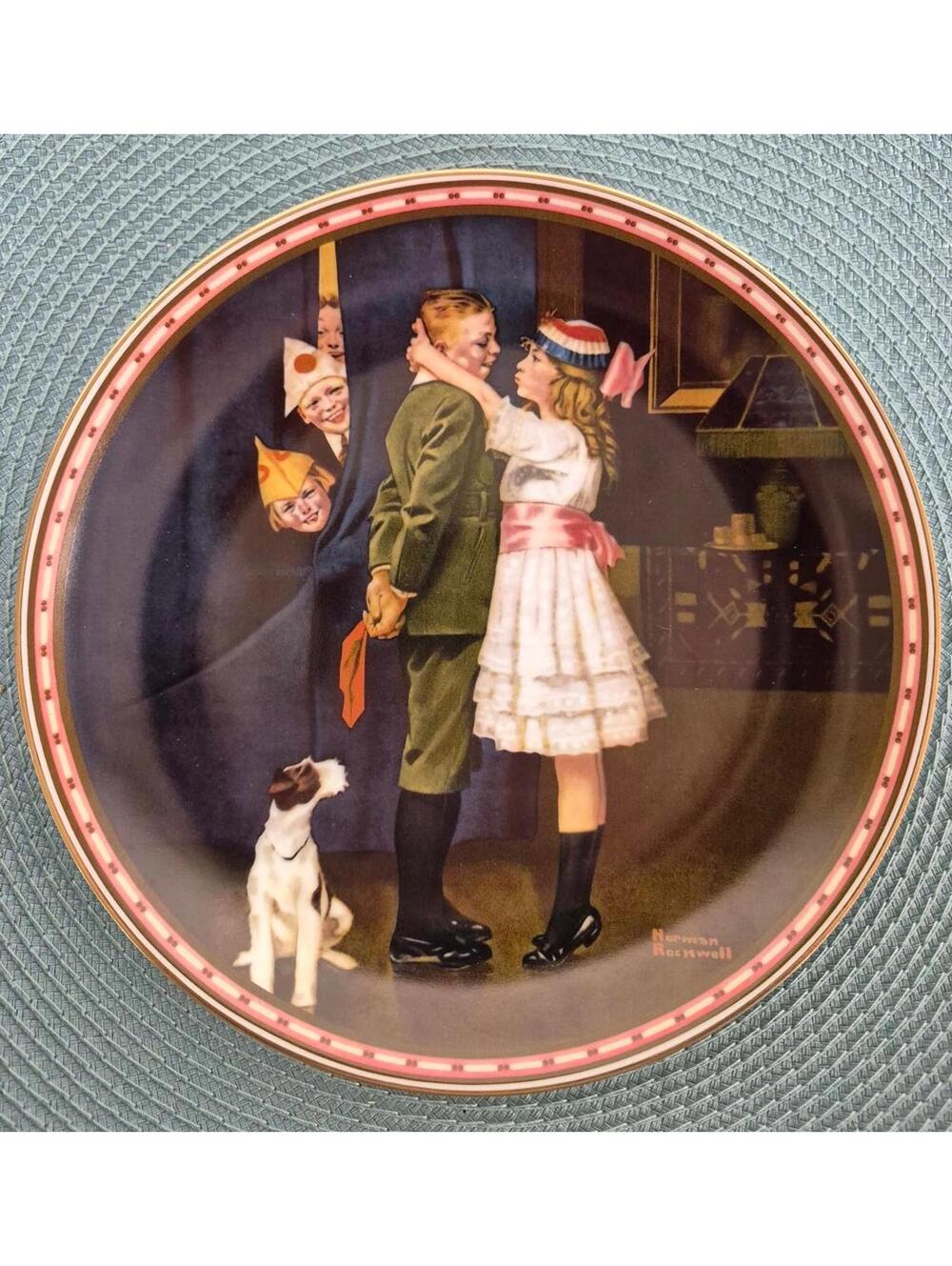 Norman Rockwell Limited Edition Collector Plate - "Kiss and Tell" - 1988